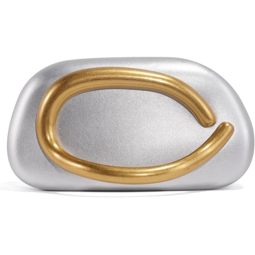 Women's Silver PU leather Acrylic Magnetic Buckle High Quality Trendy Clutch